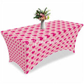 Aperturee - Aperturee Seamless Pink Hearts Valentines Day Stretch Table Cover